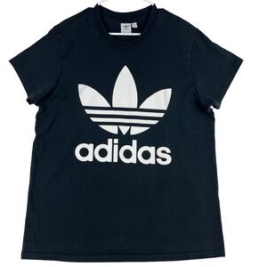 Adidas T-Shirt Womens Large (L) Black Trefoil Logo Short Sleeve Graphic Tee
